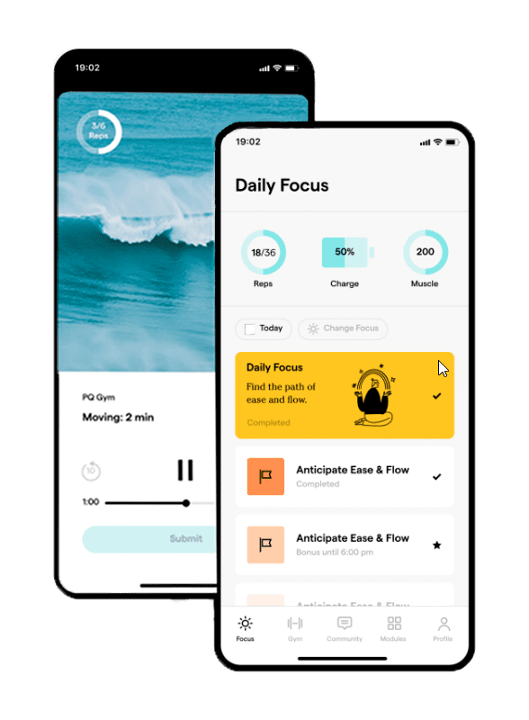 PQ app, daily focus, anticipate ease and flow